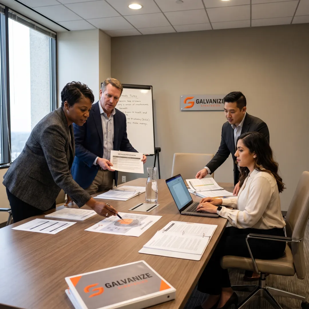 Team planning a strategic communications campaign