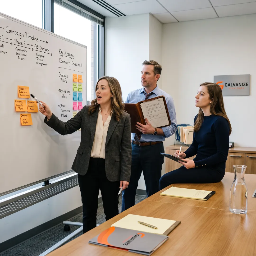 Team developing a strategic message platform