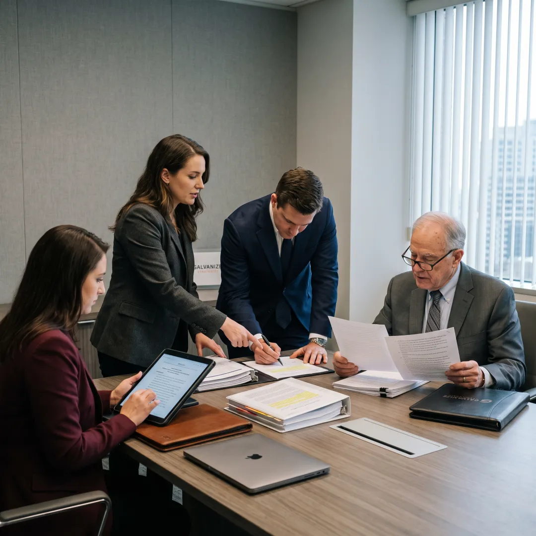 Professionals discussing financial regulatory policy