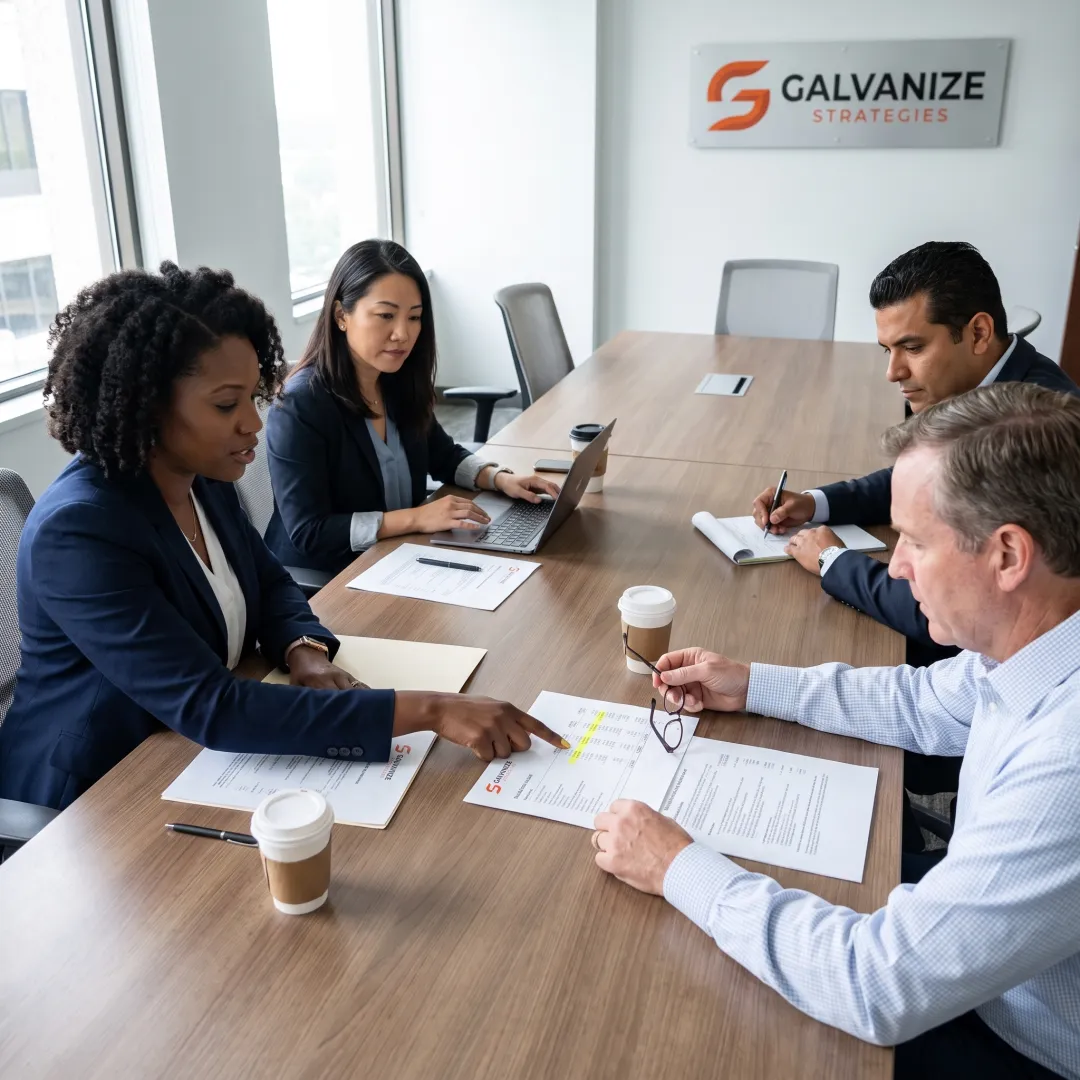 Team reviewing a government proposal