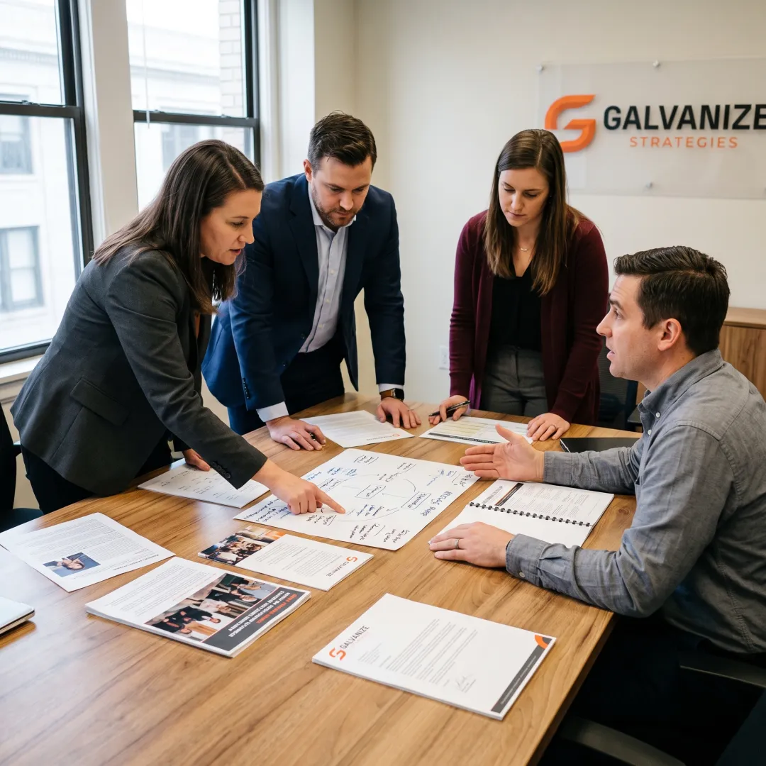 Team planning a strategic communications campaign