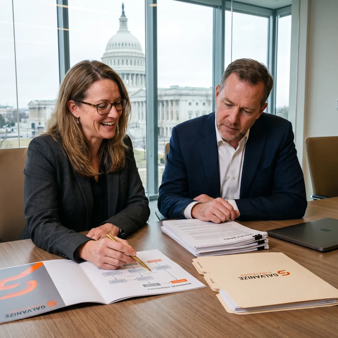 Consultants reviewing a government strategy