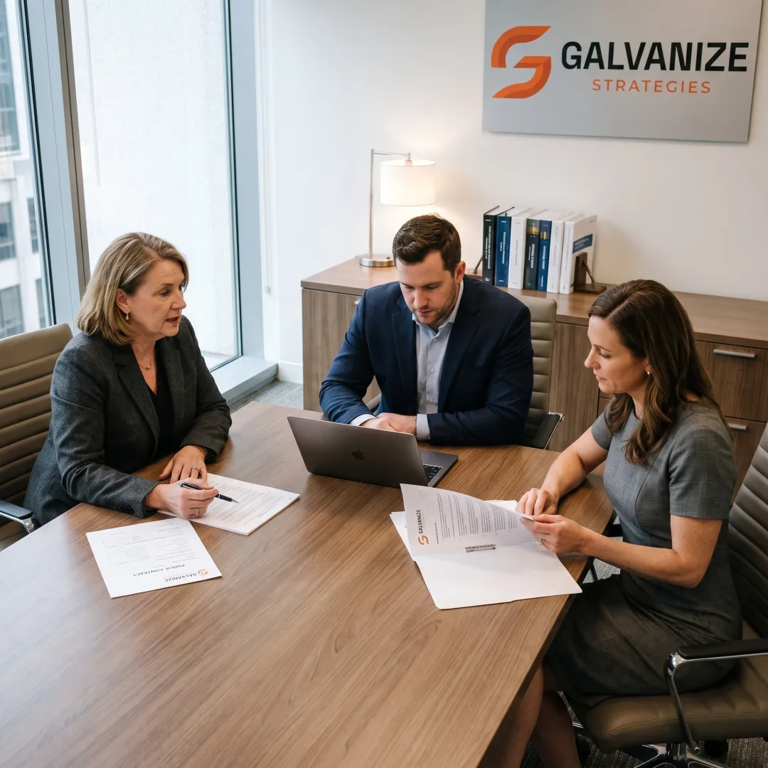 Professionals reviewing a government procurement proposal