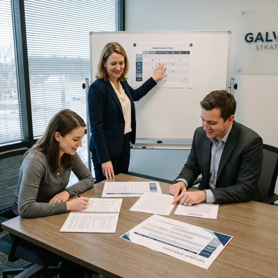 Consultants planning a stakeholder strategy