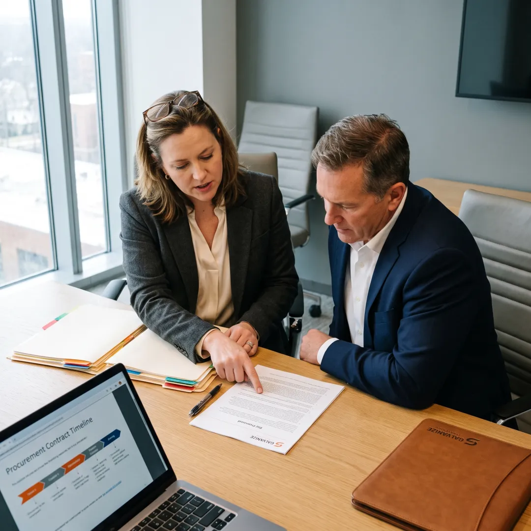 Consultants reviewing a government bid proposal