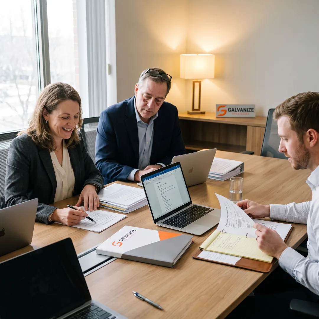 Consultants reviewing a government contract proposal