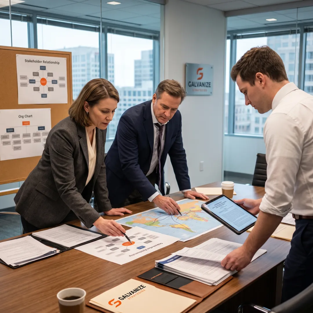 Team planning an international engagement strategy