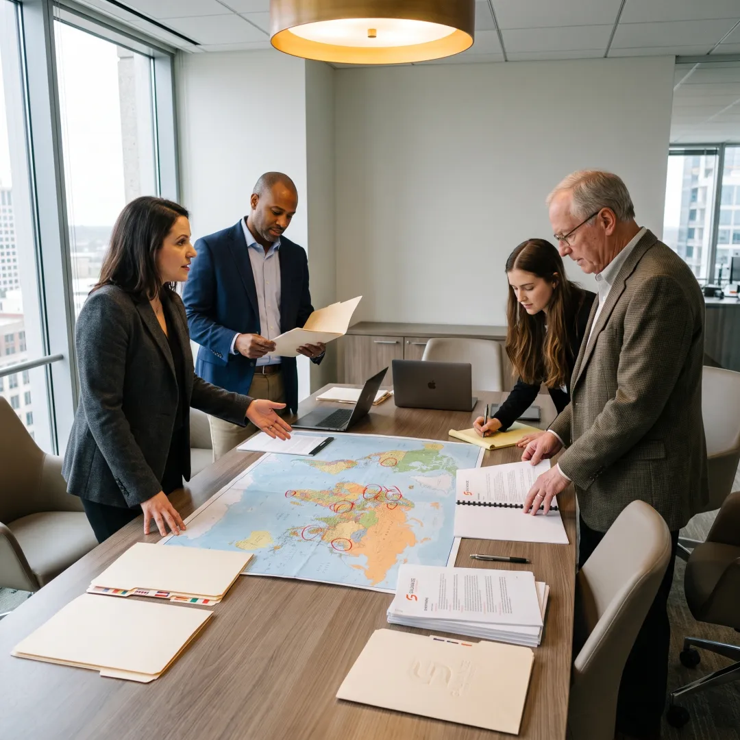Team planning an international policy strategy