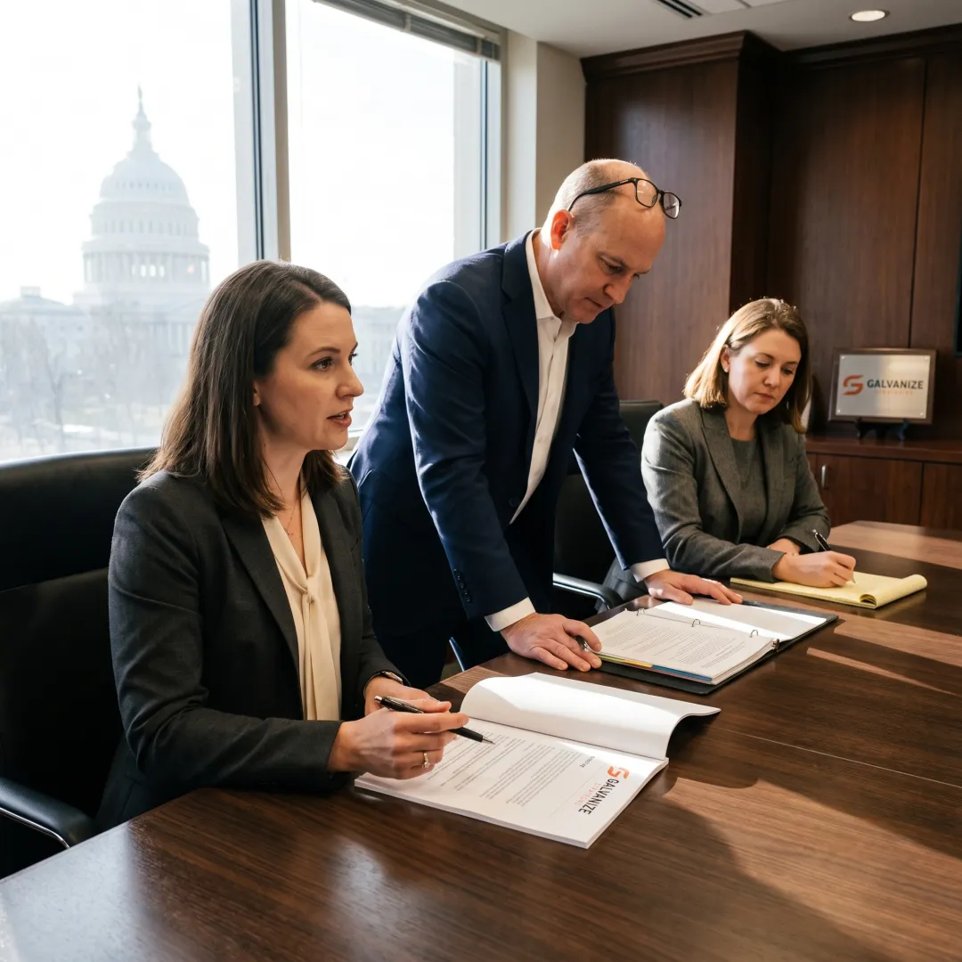 Advisors discussing federal policy strategy