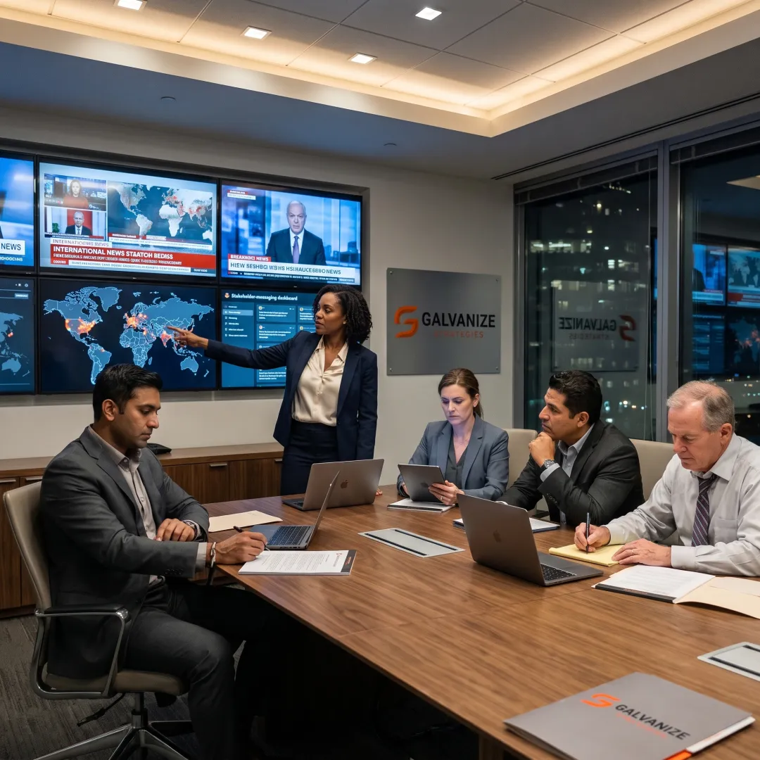 Advisors coordinating an international crisis response