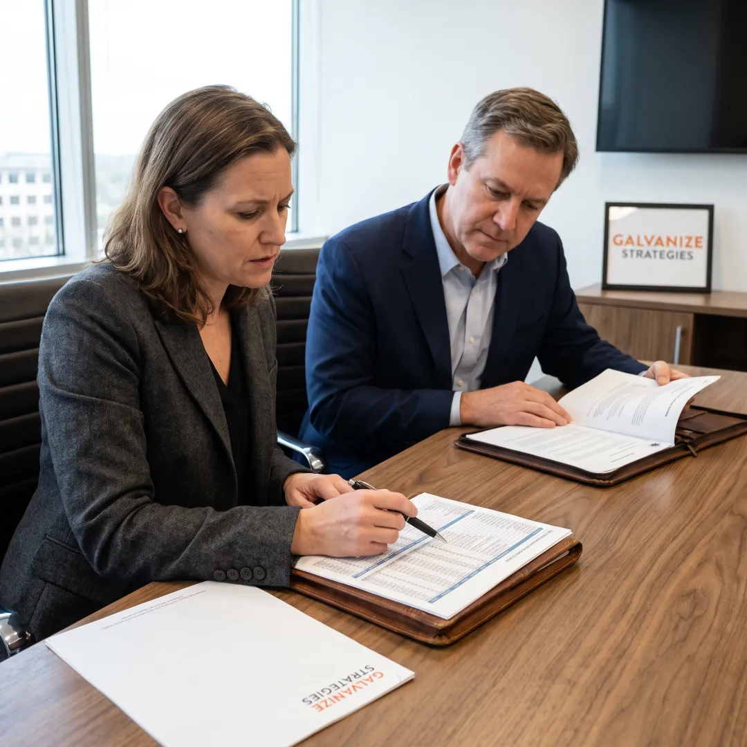 Consultants reviewing a government grant proposal
