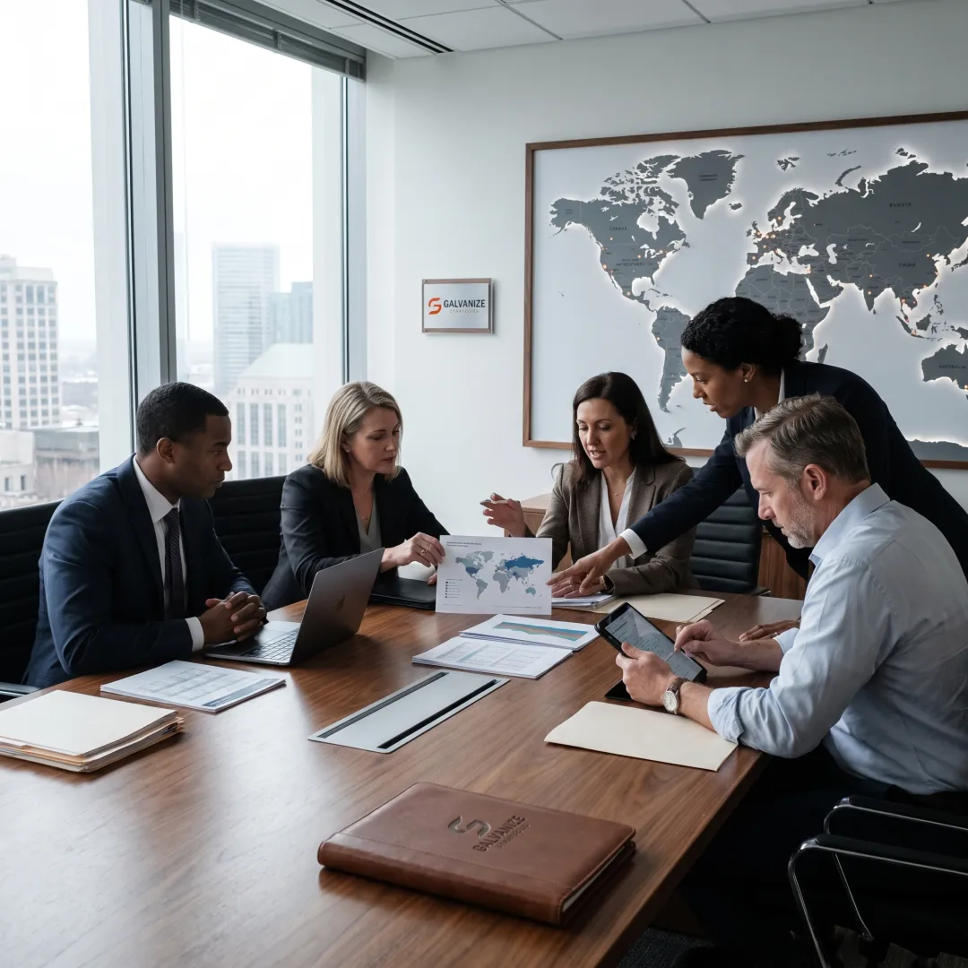 International business leaders in a policy meeting
