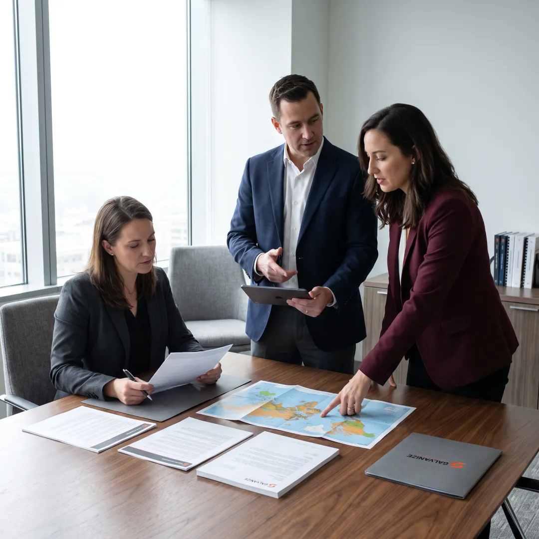 Advisors planning an international policy strategy