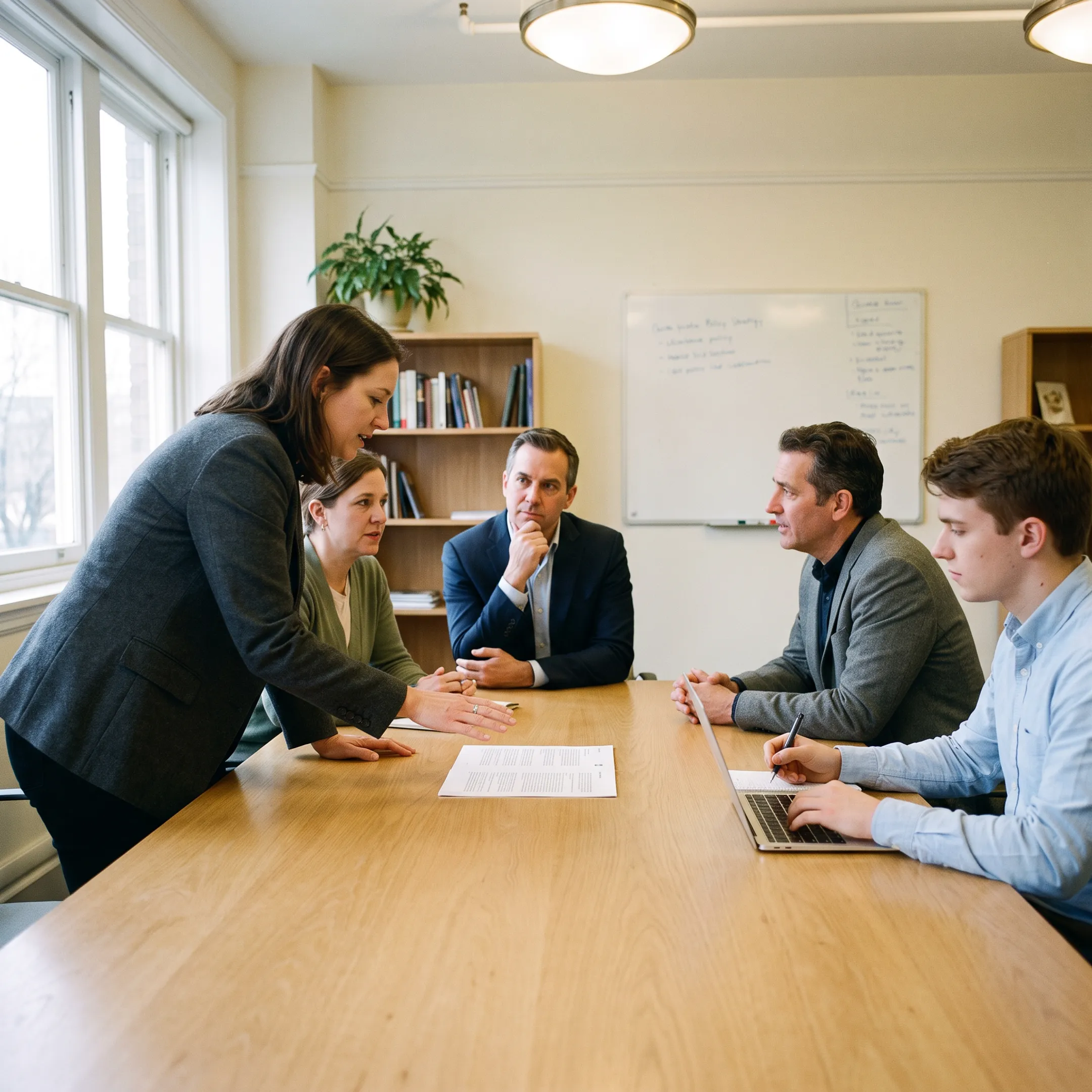 Political strategists meeting with charter school leaders about government affairs