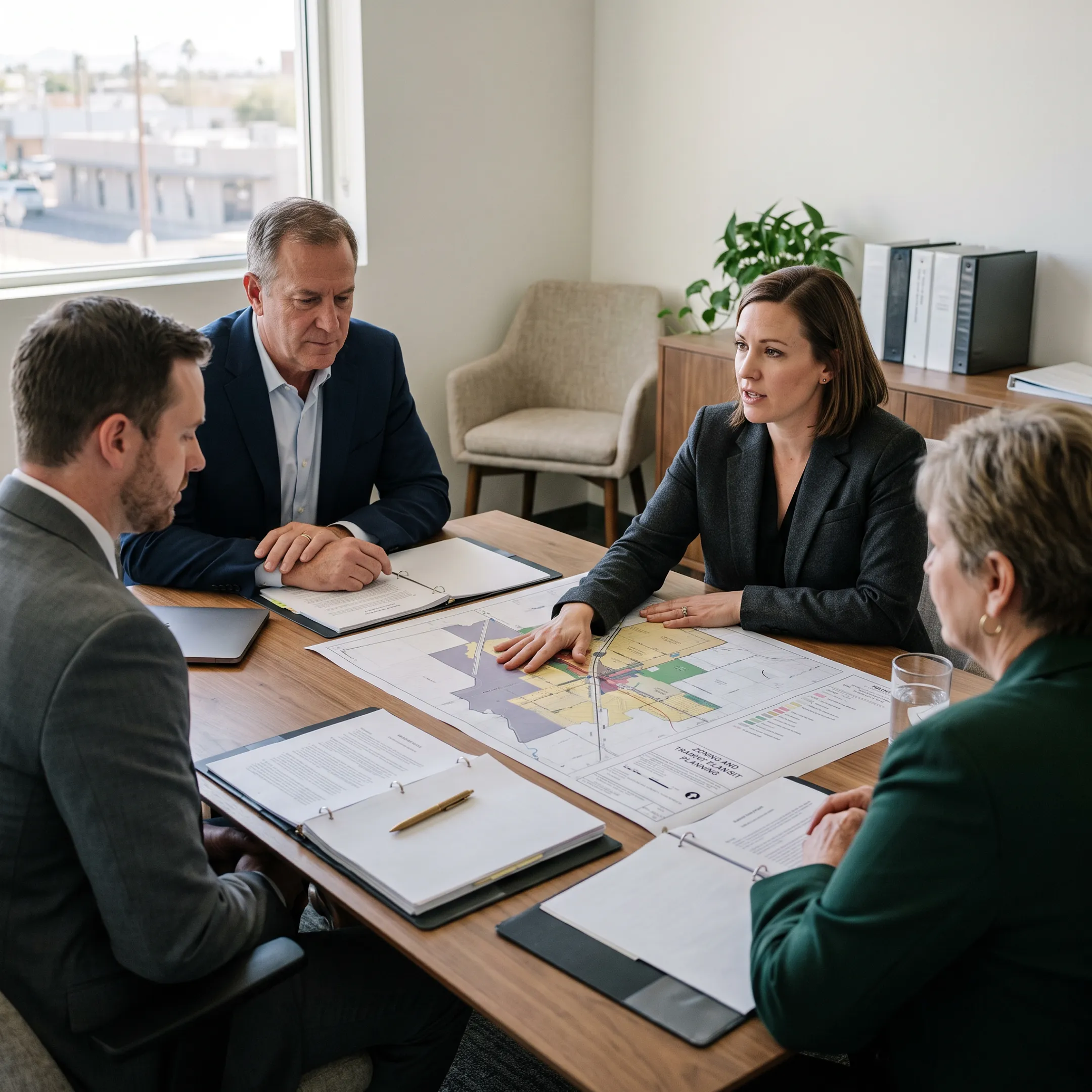 Lobbyist meeting with Phoenix officials around a conference table