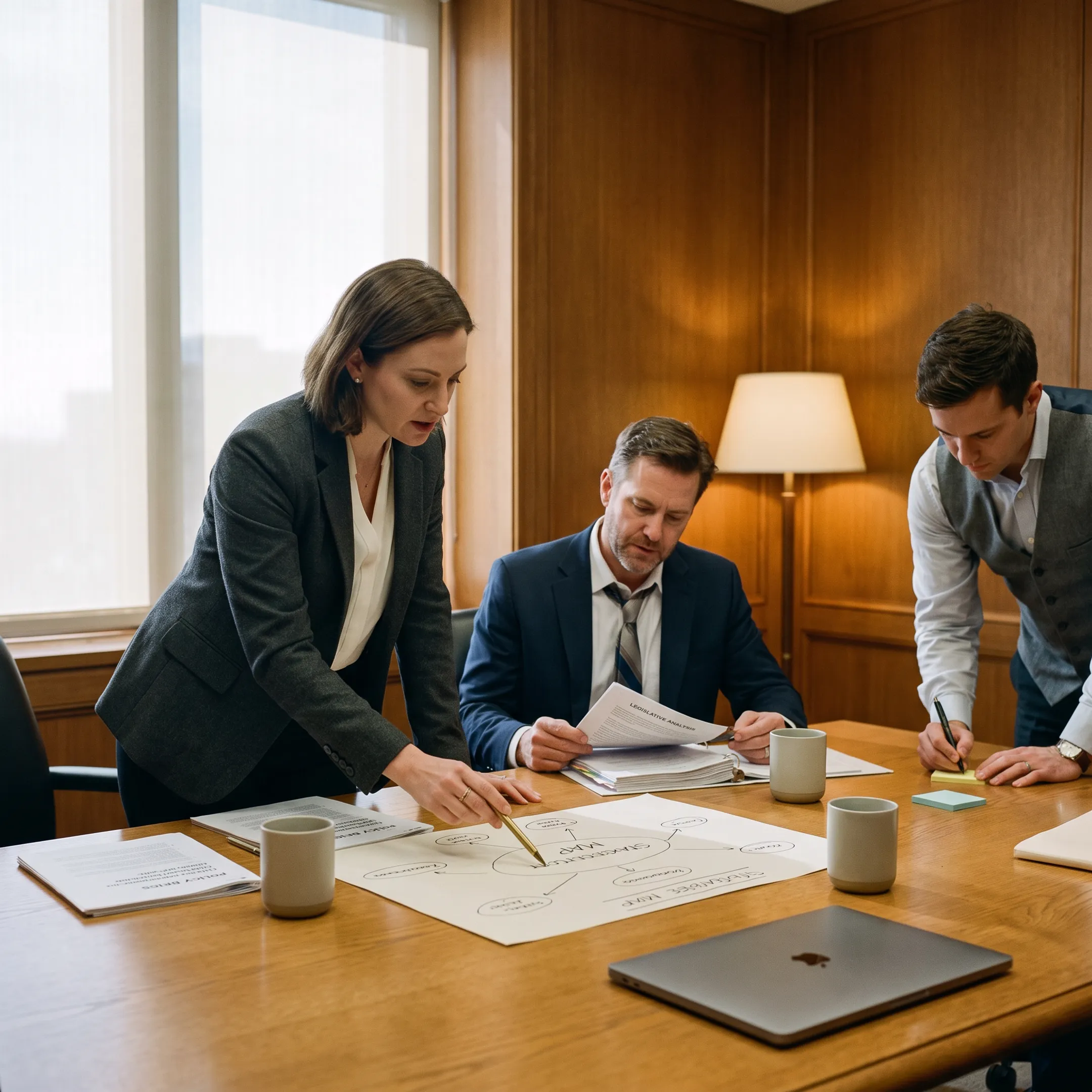 Advocacy consultants planning a government affairs strategy