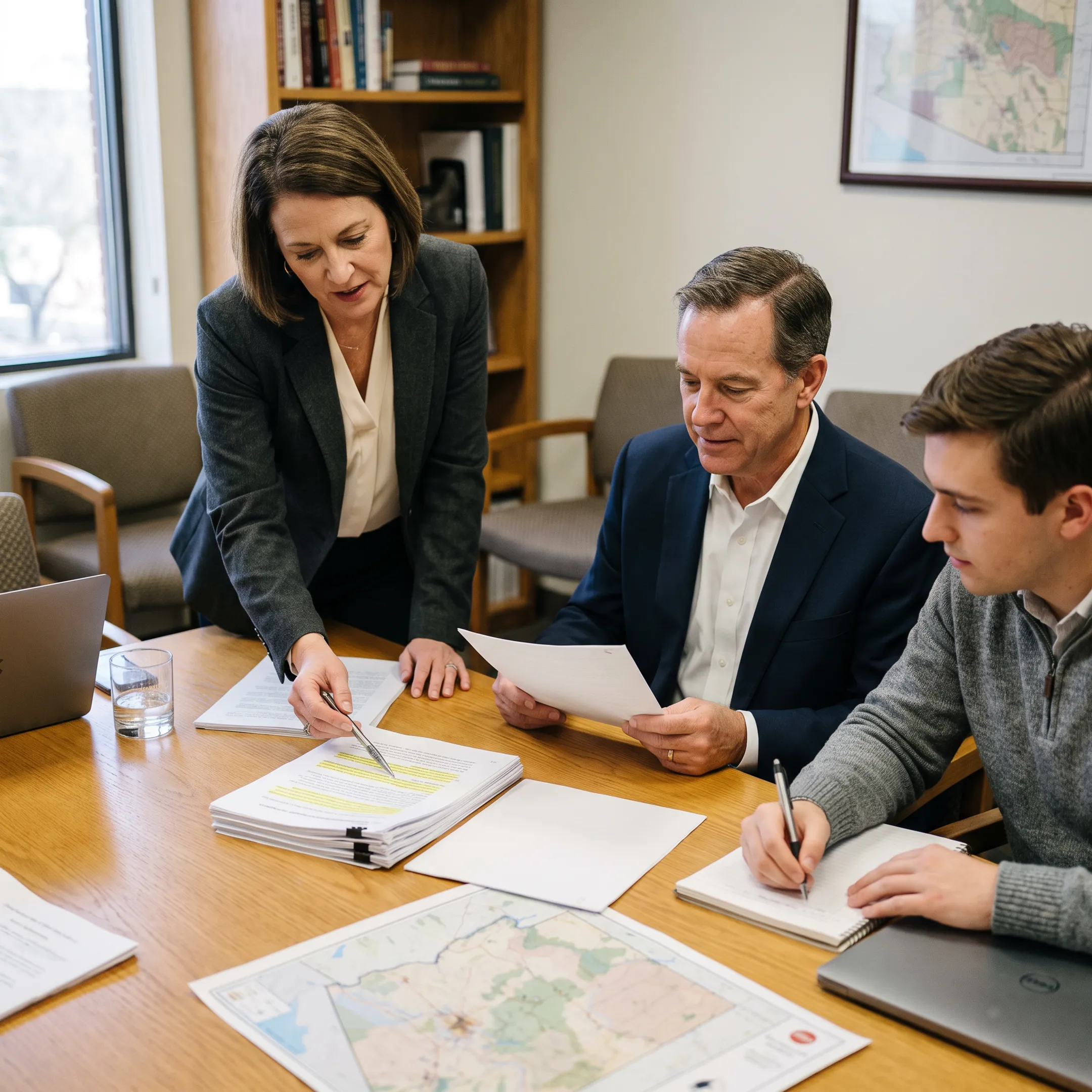 Government affairs professionals discussing Arizona policy strategy in a meeting
