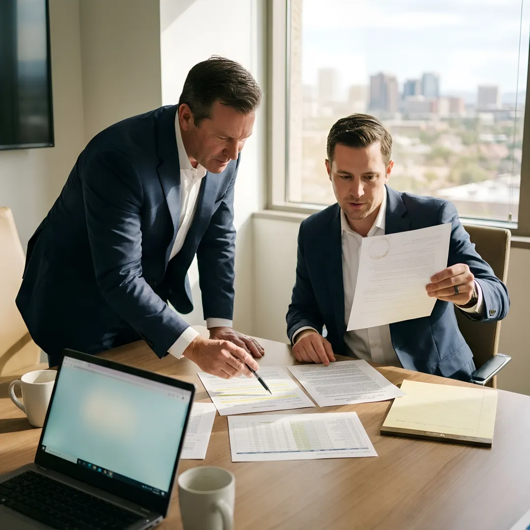 Advisors reviewing government contract opportunities