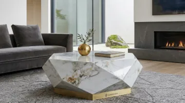 Garofano marble coffee table with elegant stone top and refined metal base