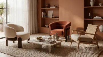 Garofano accent lounge chairs with customizable upholstery for master bedroom sitting areas