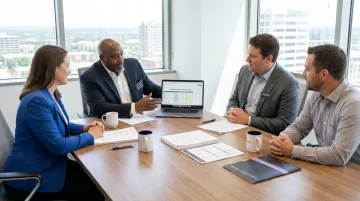 Insurance advisor coordinating business buy-sell agreement funding strategy meeting