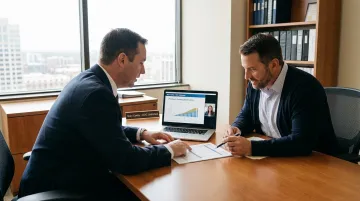 Licensed life insurance agent reviewing policy funding options with client