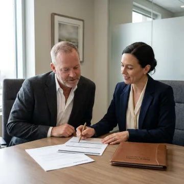 Business owner reviewing key person disability insurance options