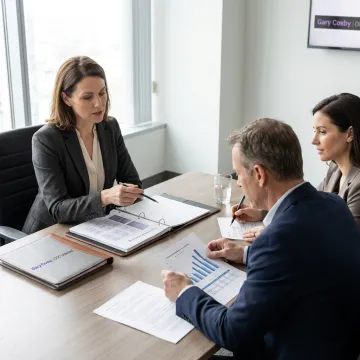 Business owners reviewing succession planning documents