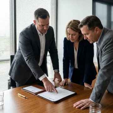 Advisor discussing business continuity strategy with owners