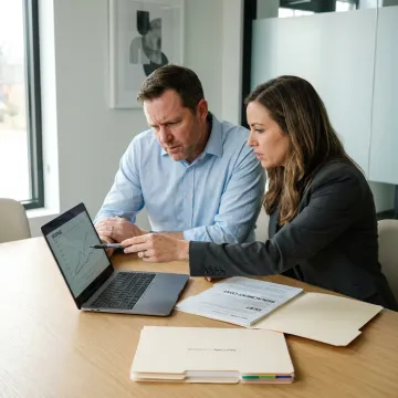 Business owner reviewing key person insurance calculations