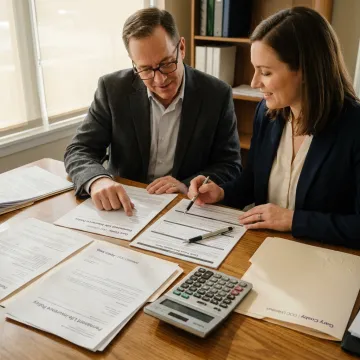 Policyholder reviewing life insurance loan documents