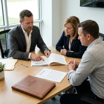Business owners reviewing advanced life insurance planning