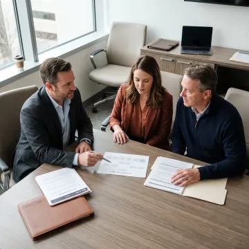 Small-business owners reviewing succession plans