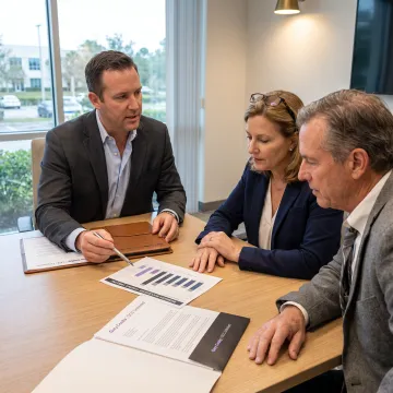 Business owners reviewing a succession plan
