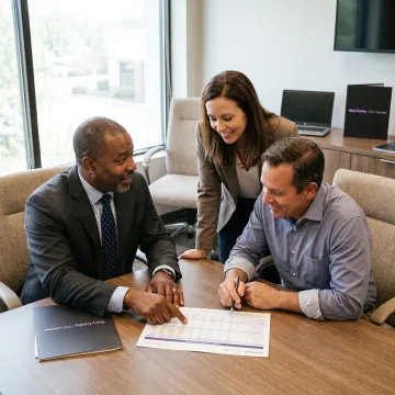 Advisor explaining executive bonus policy ownership options