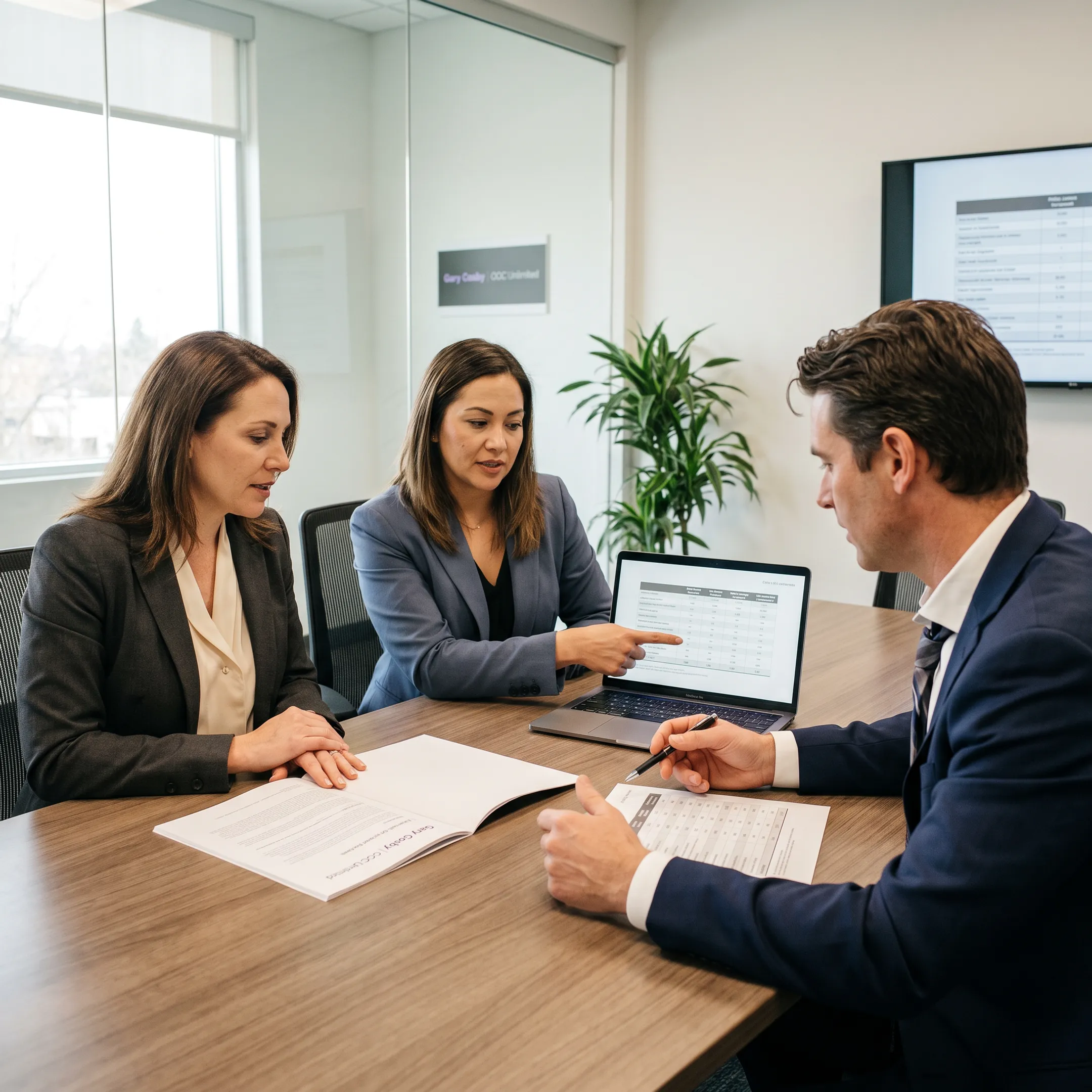 Business leaders reviewing executive life insurance plans