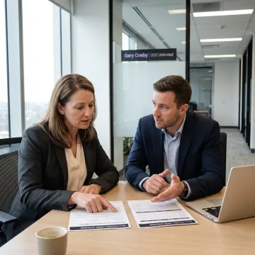 Small business owner reviewing key man insurance options