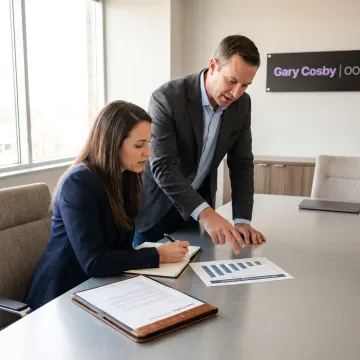 Advisor discussing business insurance assessment