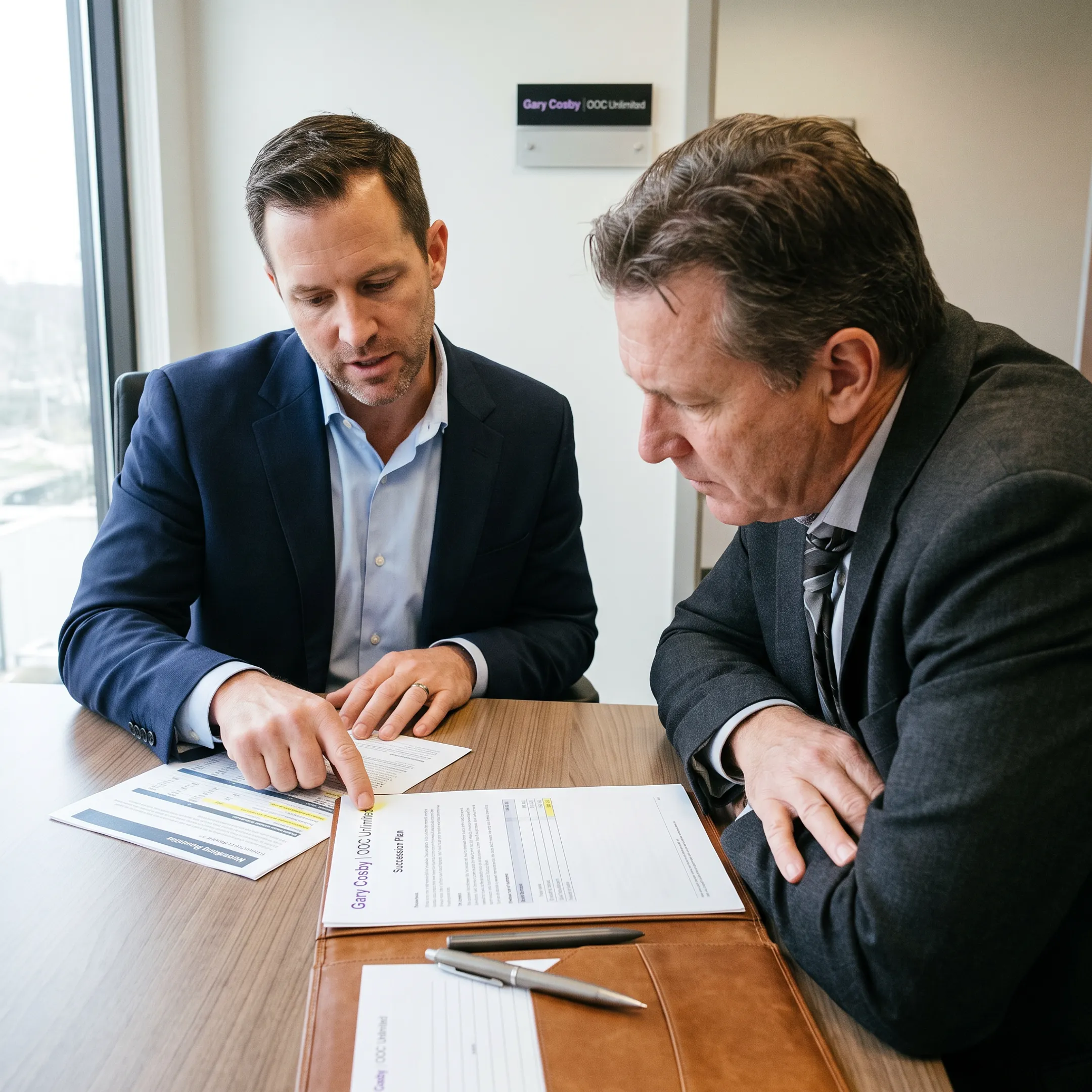 Advisor reviewing business transition options