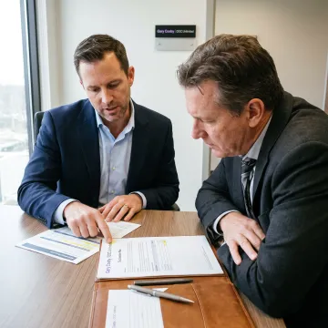 Advisor reviewing business transition options