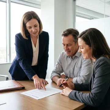 Business owners discussing succession planning