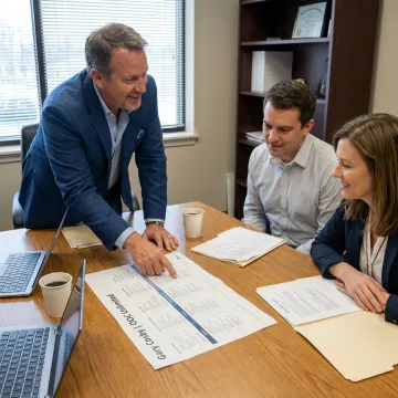 Advisor discussing business transition funding