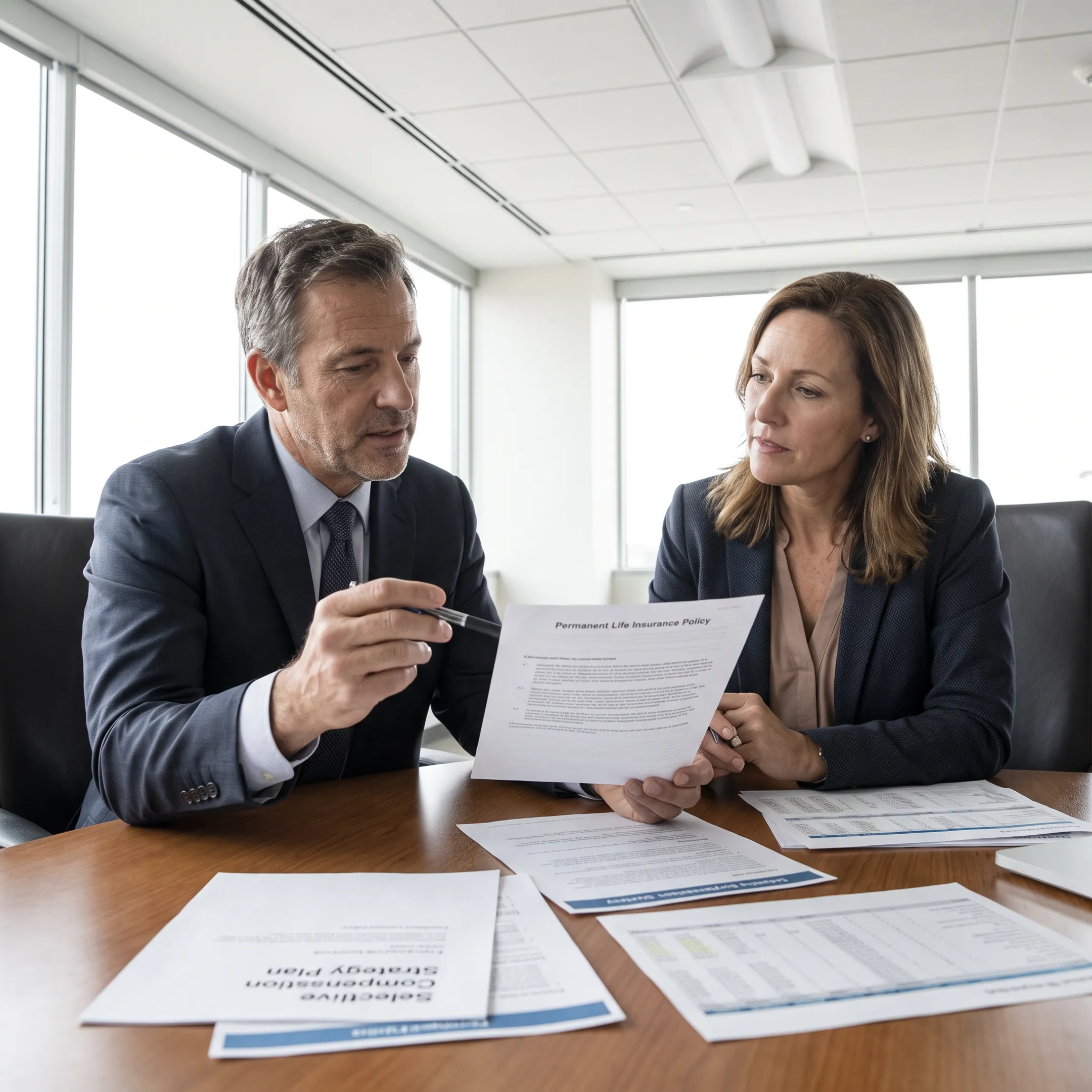 Executive discussing life insurance compensation strategy