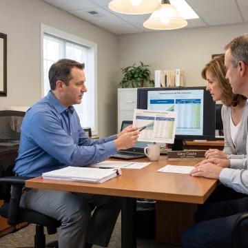 Advisor explaining IUL policy features