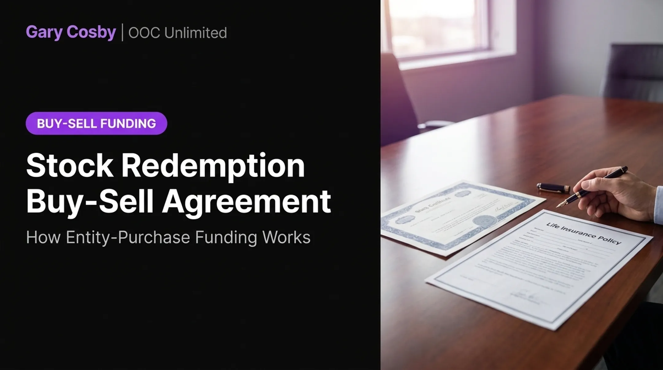 Stock redemption buy-sell agreement and entity-purchase structure