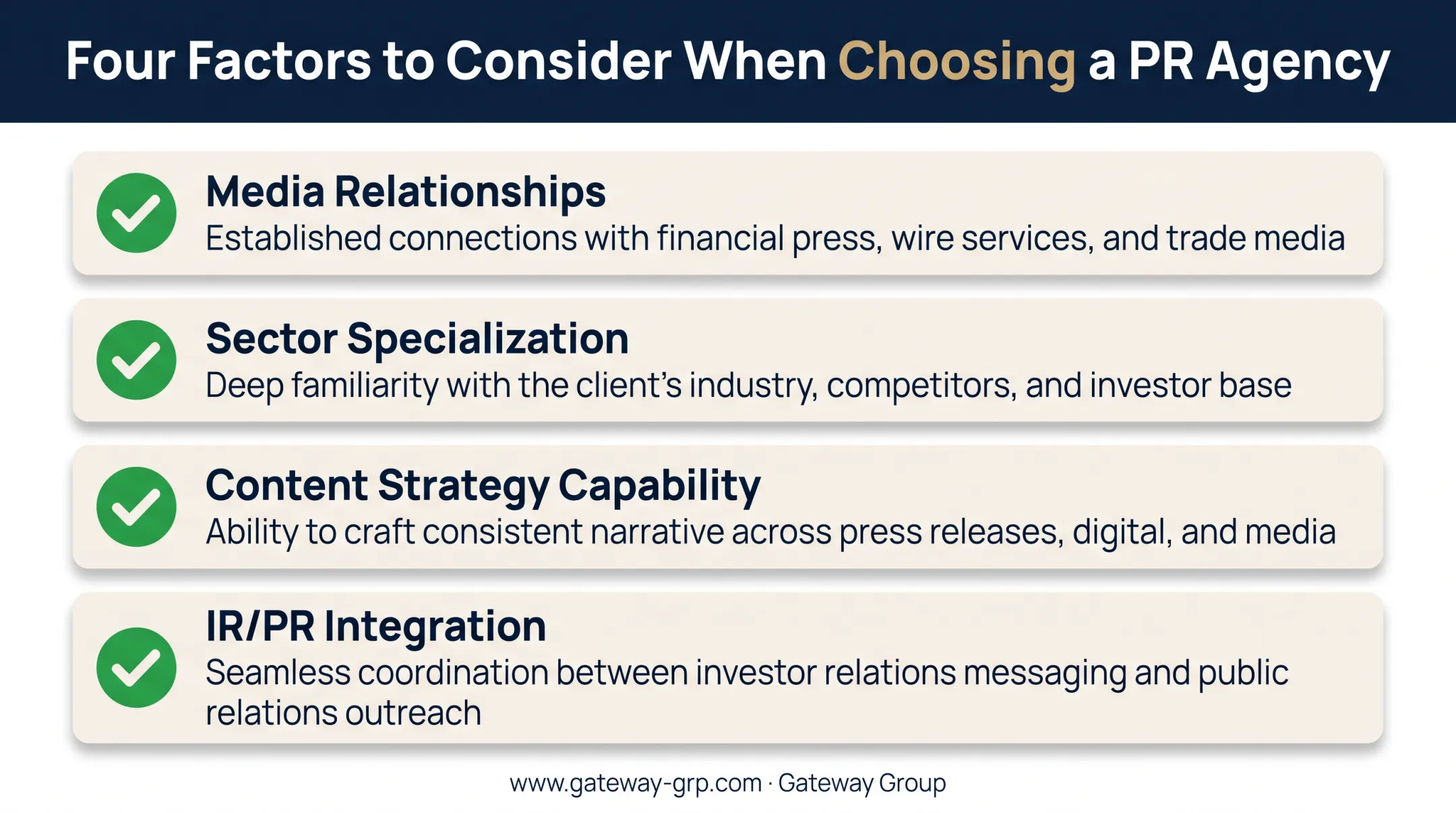 Key factors for selecting a thought leadership PR agency checklist