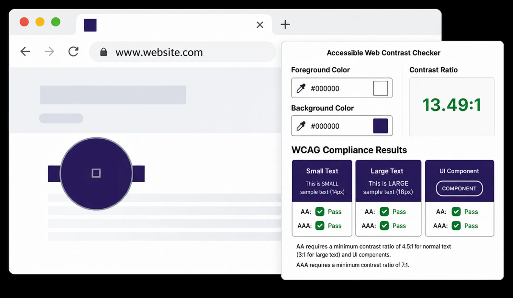 Website accessibility contrast and text resizing compliance checklist visual