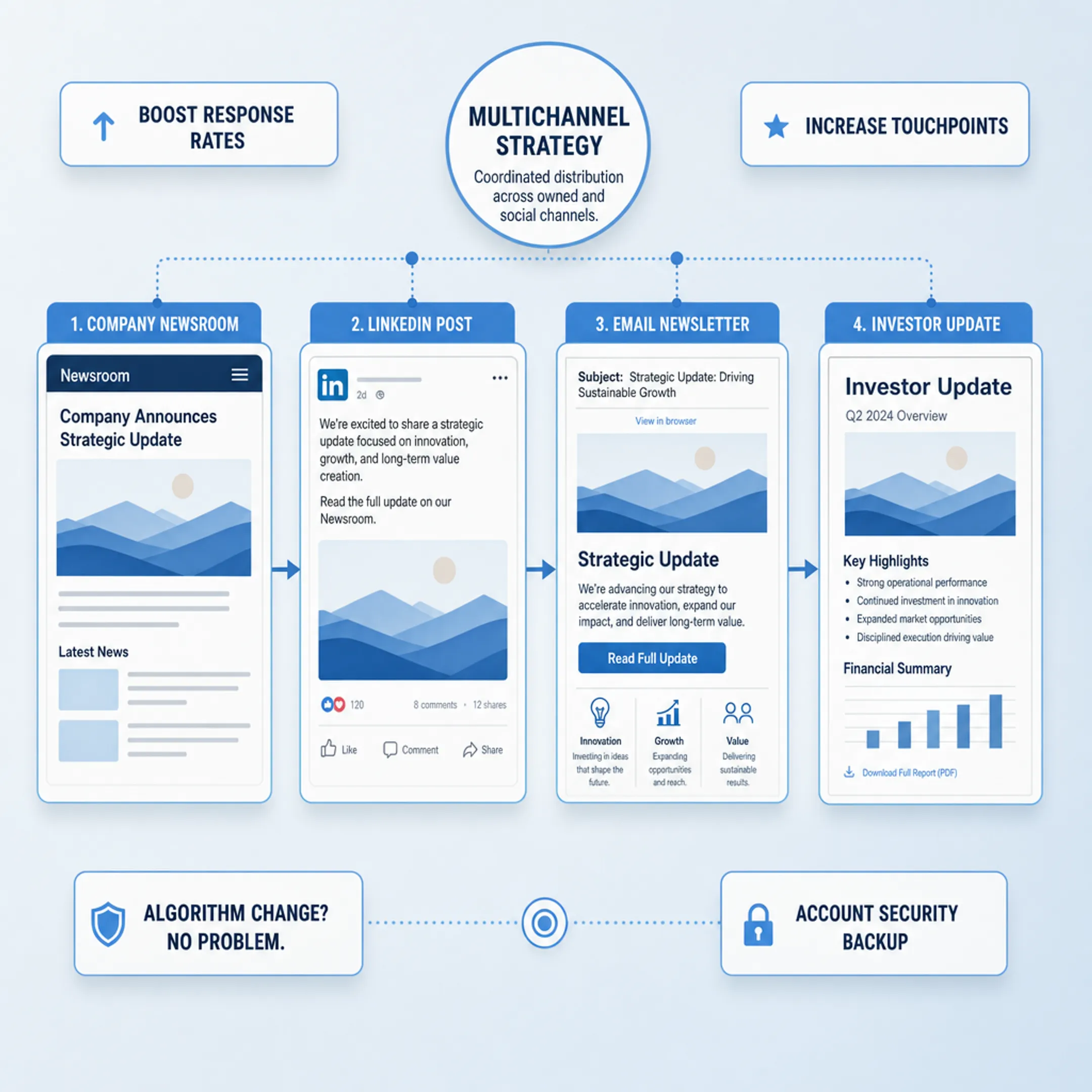 Multi-channel press release distribution across newsroom social and investor updates