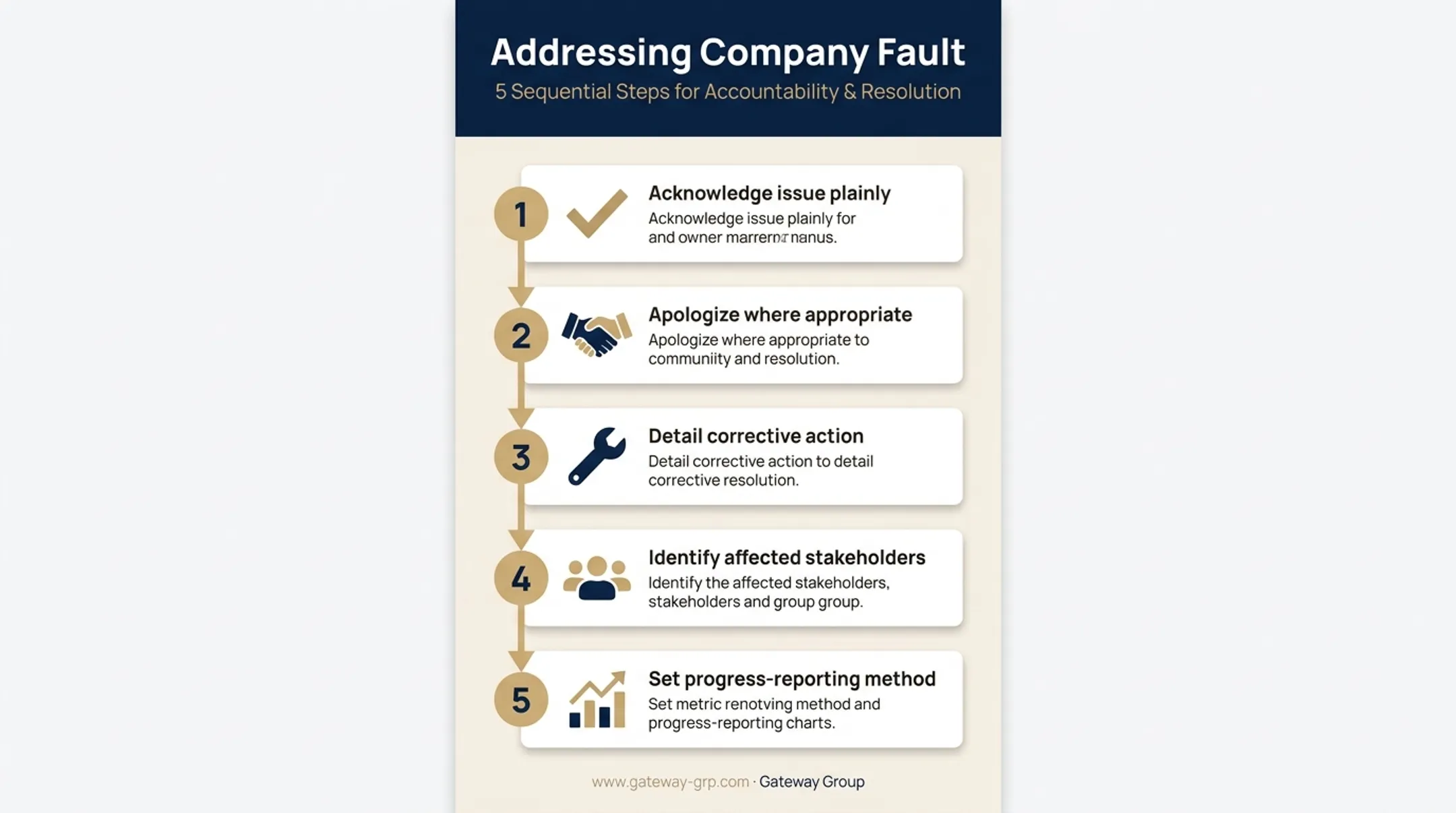 Five-step corrective action plan when a company is at fault