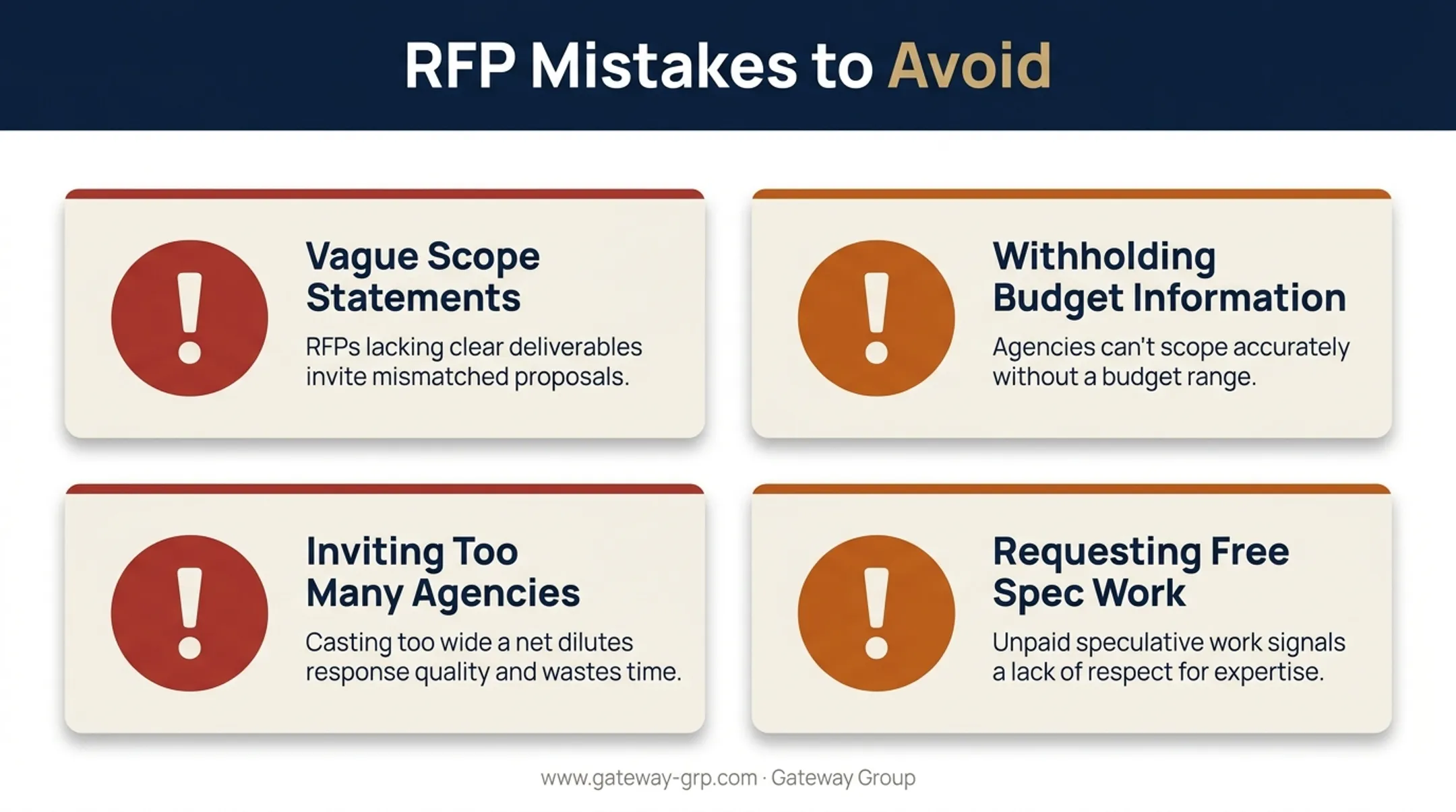Four common PR RFP mistakes companies should avoid infographic